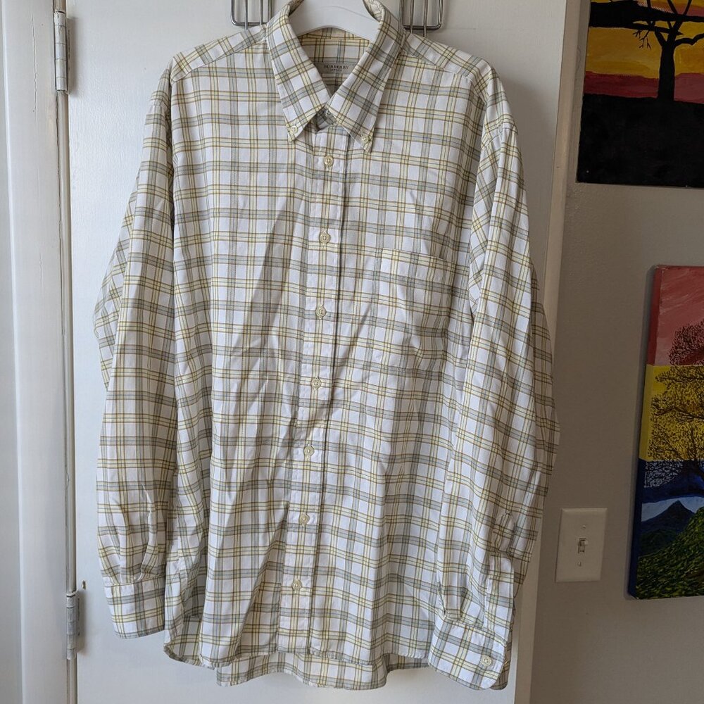 Burberry Plaid Button Down Long Sleeve Shirt Men's Size Large